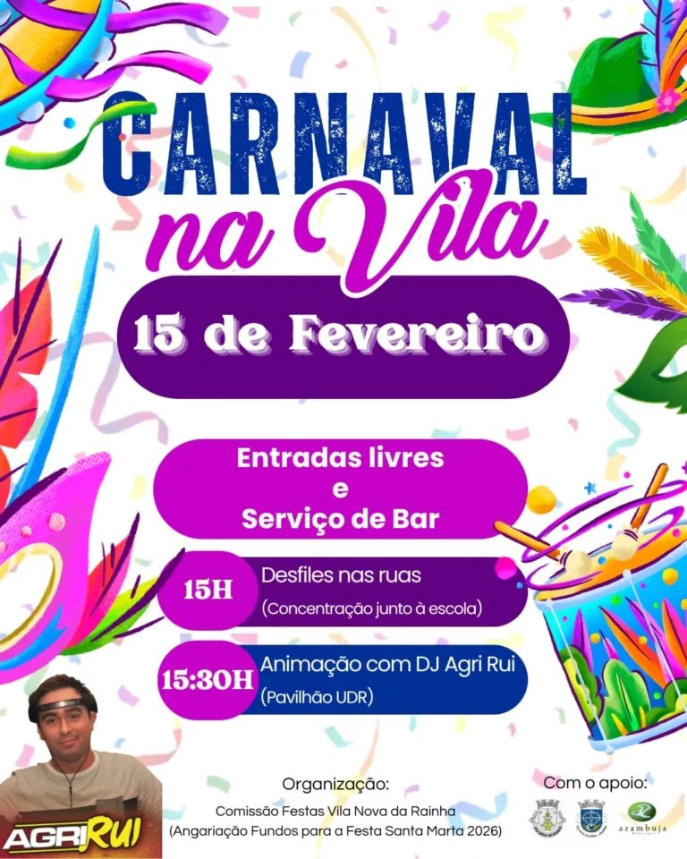 Cartaz Carnaval 2026 - Vila Nova da Rainha