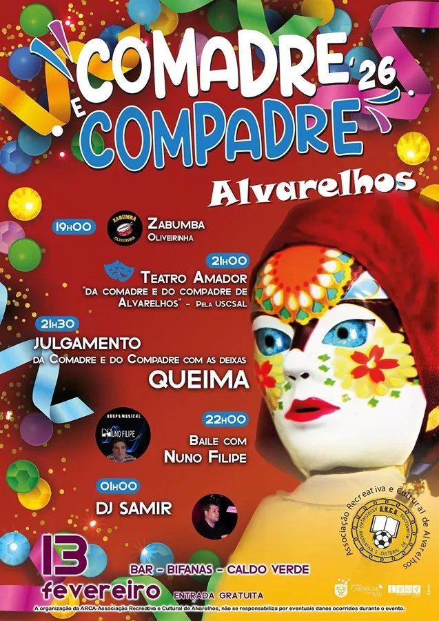 Cartaz Comadre e Compadre 2026 - Alvarelhos