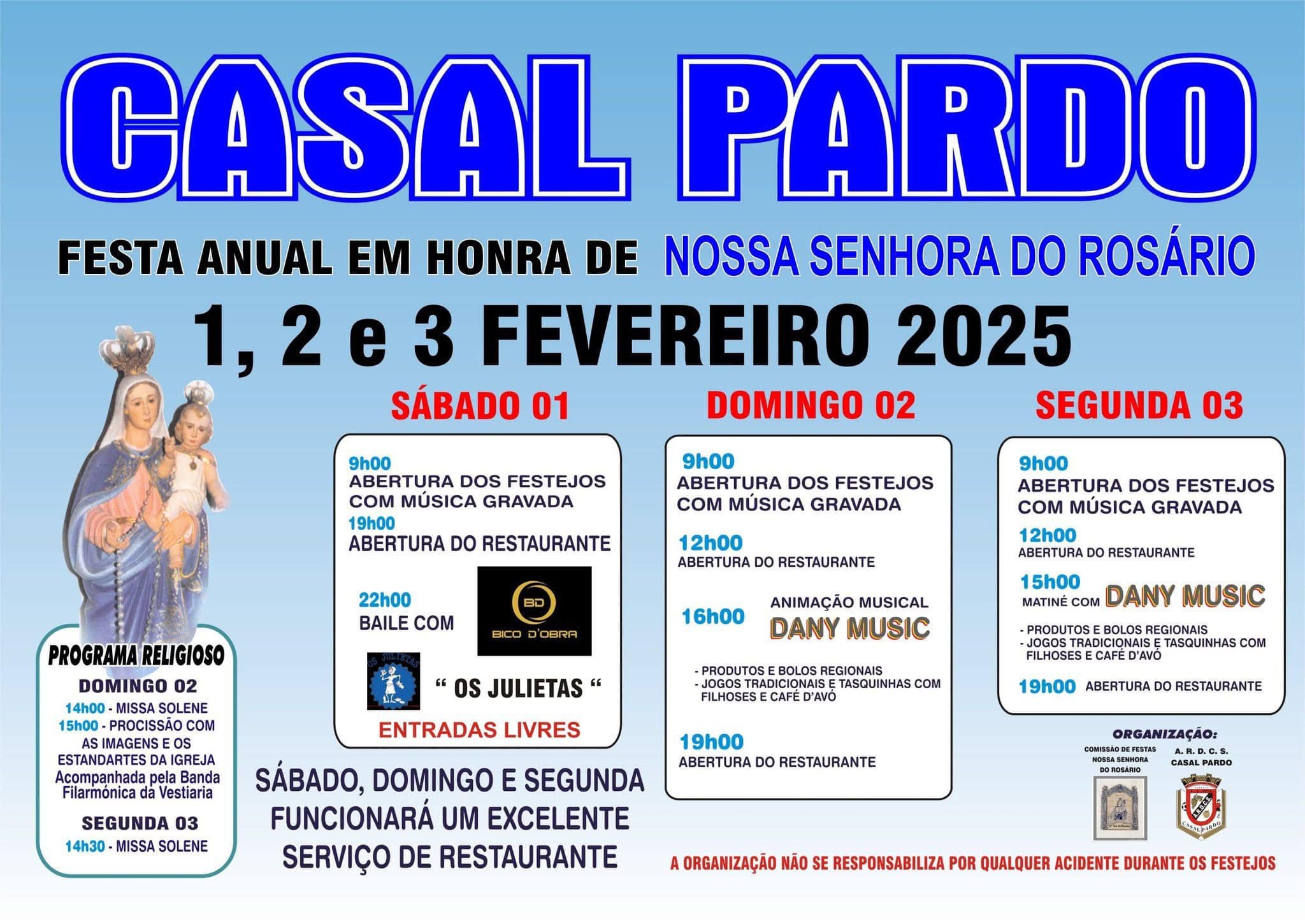 Cartaz Festa Anual em honra de Nossa Senhora do Rosário 2025 - Casal Pardo