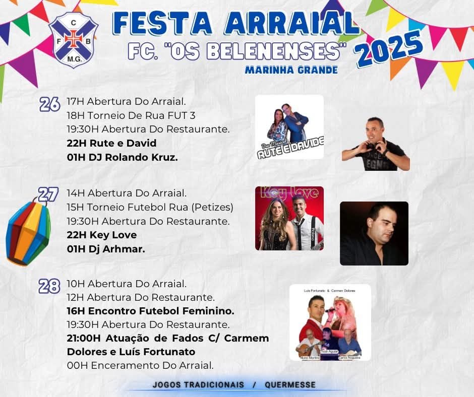 Cartaz Festa Arraial "Os Belenenses" 2025 - Marinha Grande