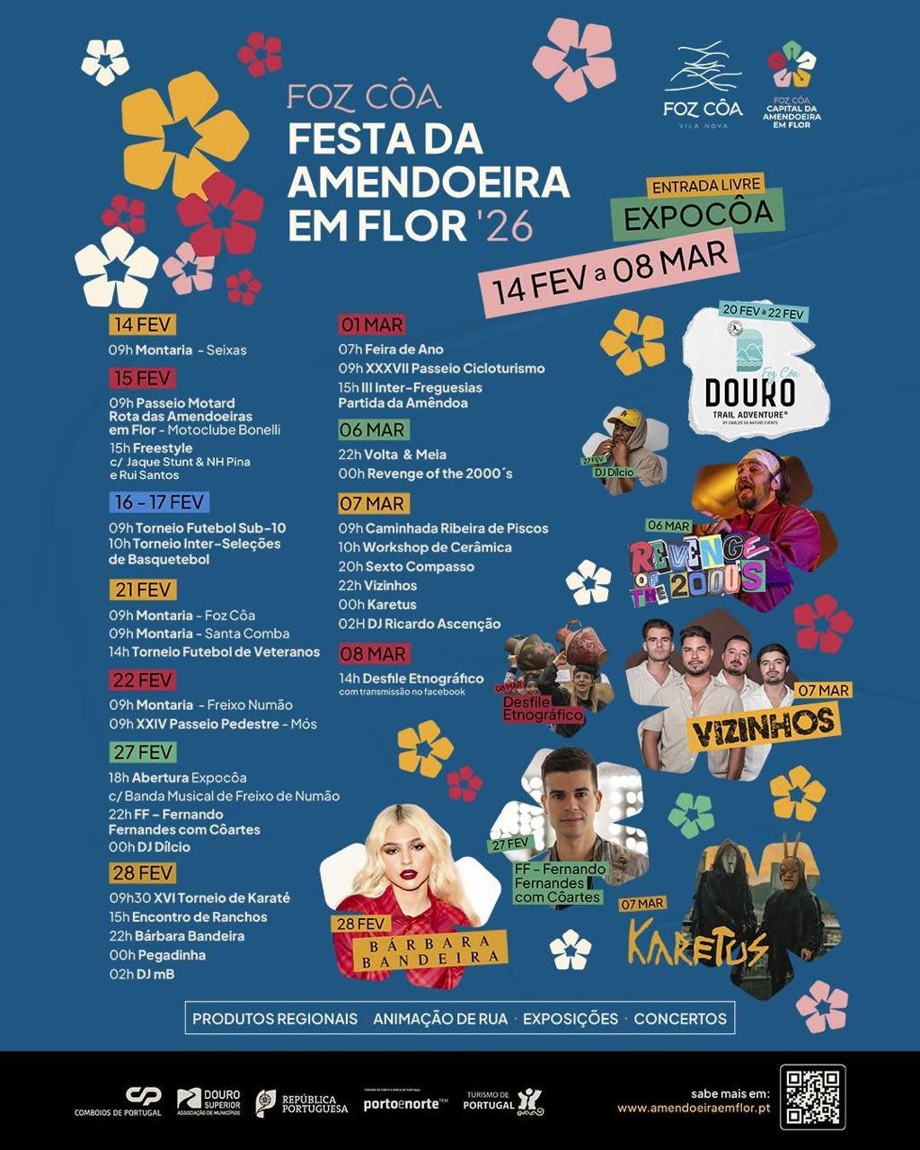 Cartaz Festa da Amendoeira em Flor 2026 - Foz Côa