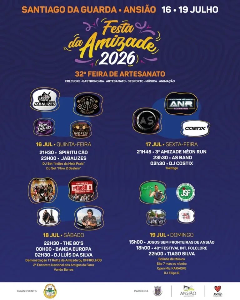 Cartaz Festa da Amizade 2026 - Santiago da Guarda