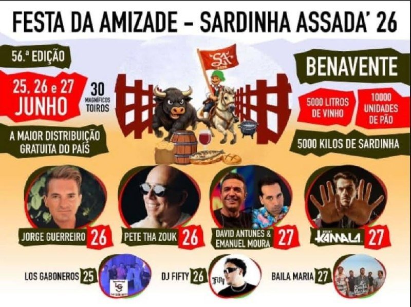Cartaz Festa da Amizade - Sardinha Assada 2026 - Benavente