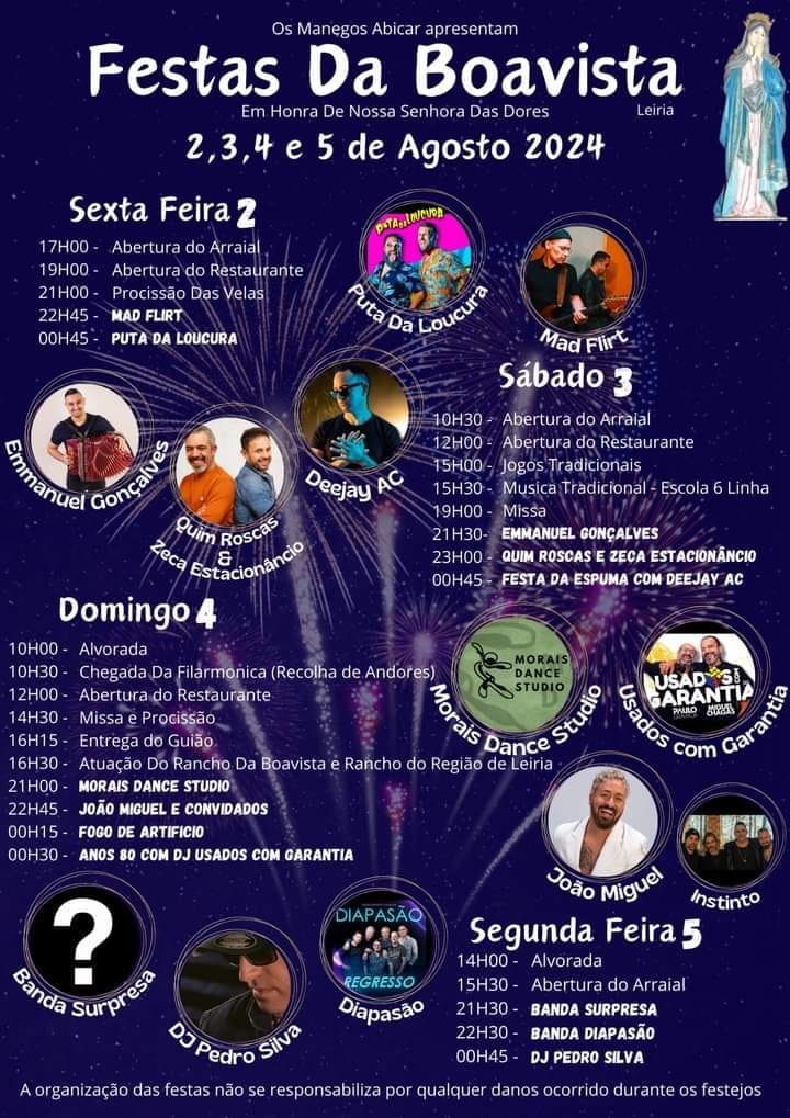 Cartaz Festa da Boavista 2024 - Leiria