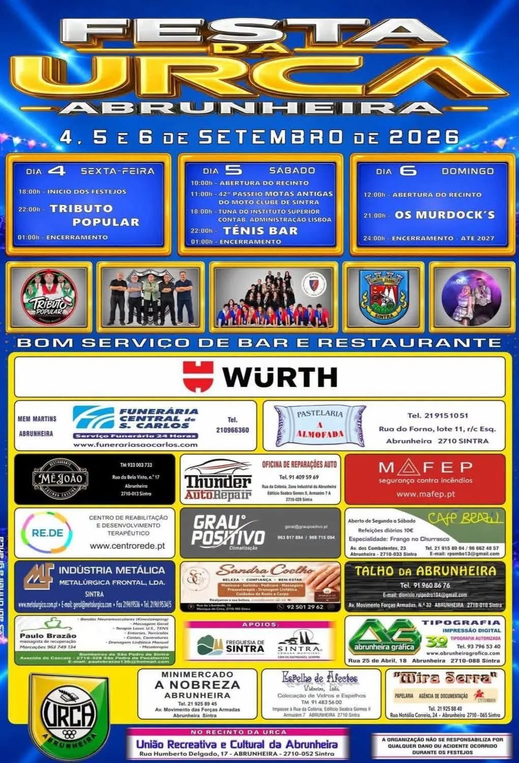 Cartaz Festa da Urca 2026 - Abrunheira