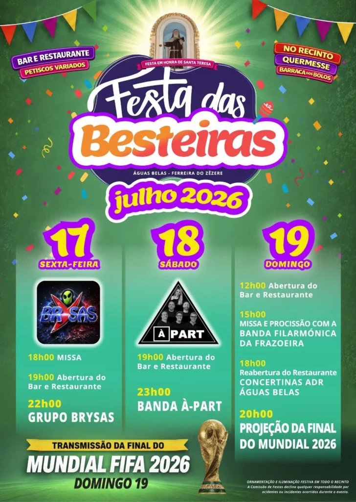 Cartaz Festa das Besteiras 2026 - Águas Belas