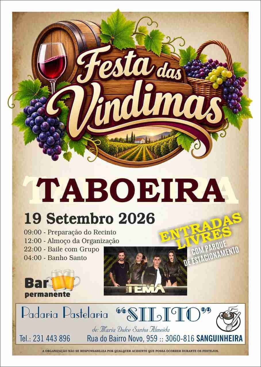 Cartaz Festa das Vindimas 2026 - Taboeira