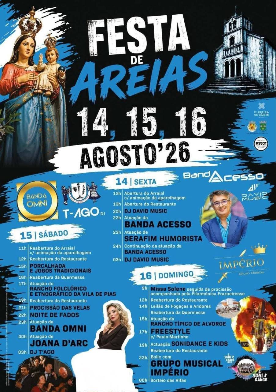 Cartaz Festa de Areias 2026 - Ferreira do Zêzere