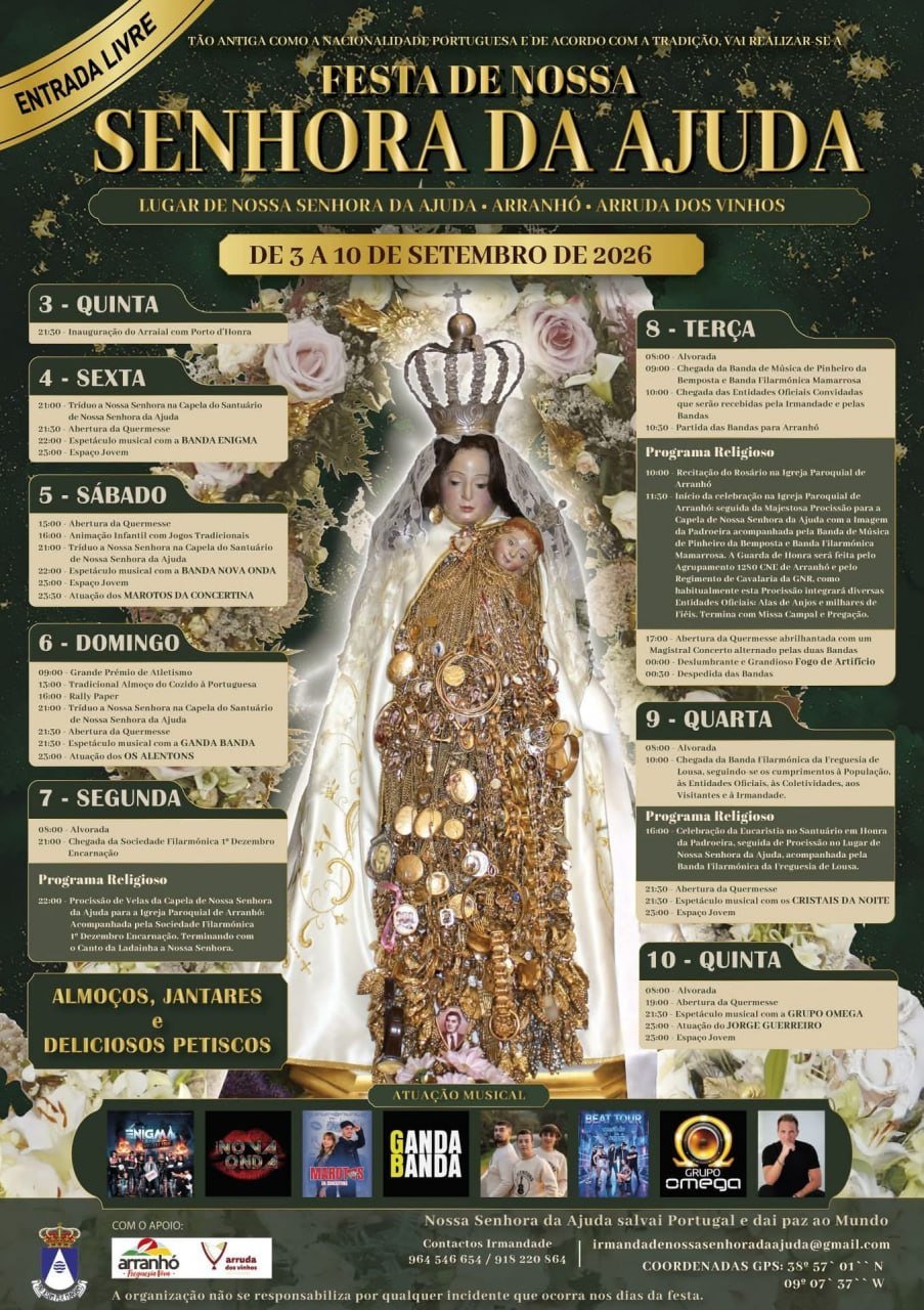 Cartaz Festa de Nossa Senhora da Ajuda 2026 - Arranhó