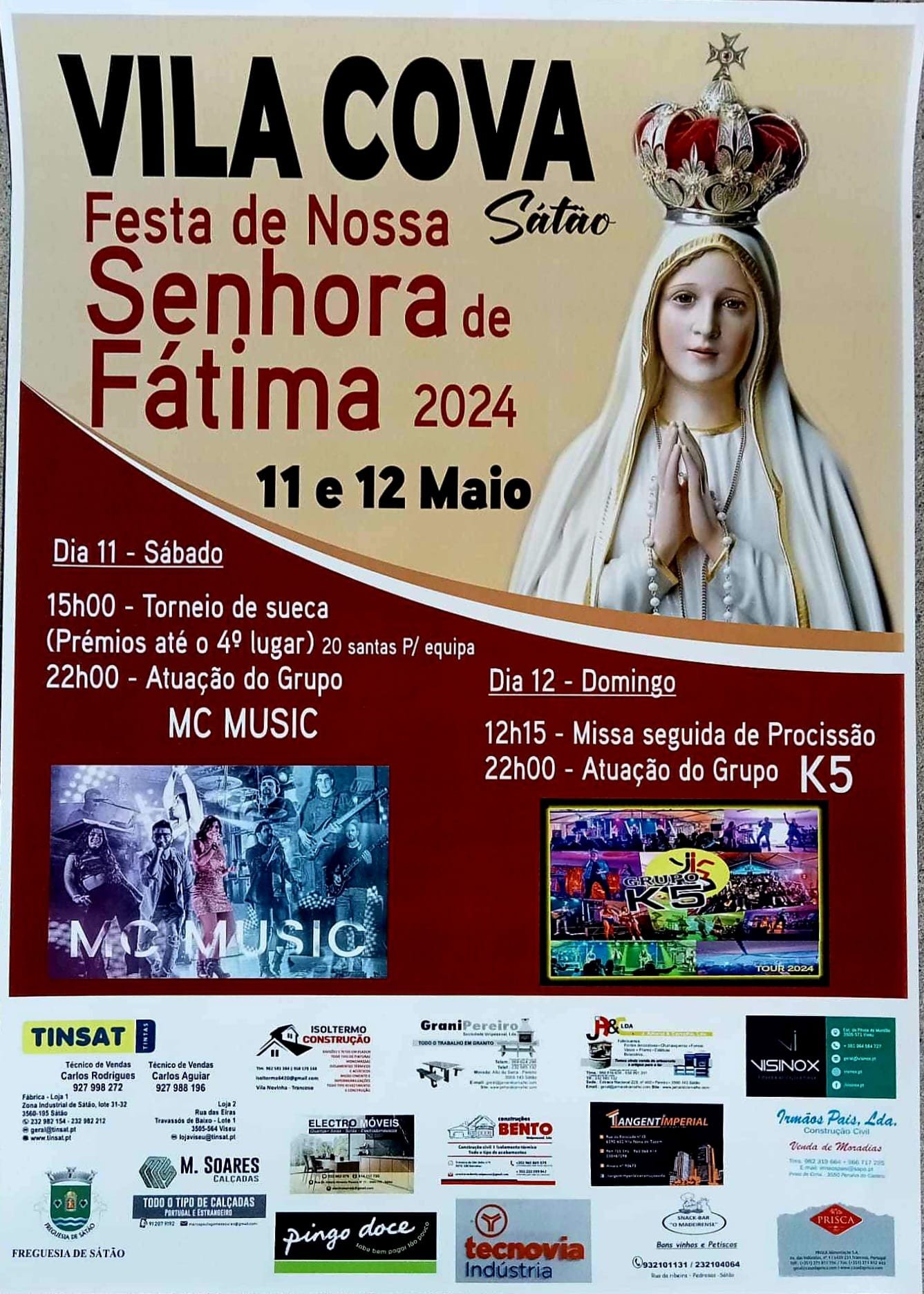 Cartaz Festa de Nossa Senhora da Fátima 2024 - Vila Cova