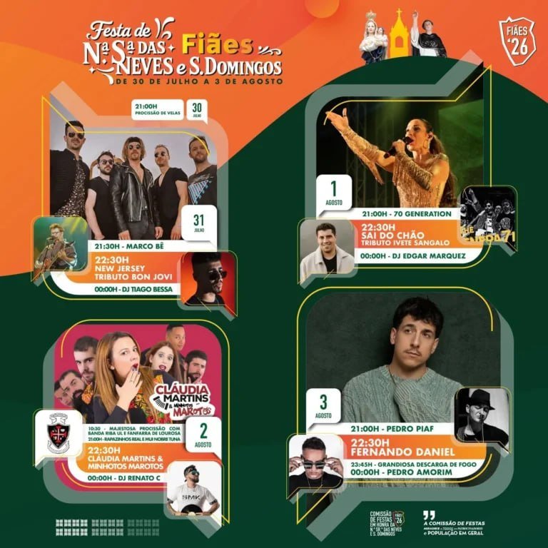 Cartaz Festa de Nossa Senhora das Neves e São Domingos 2026 - Fiães