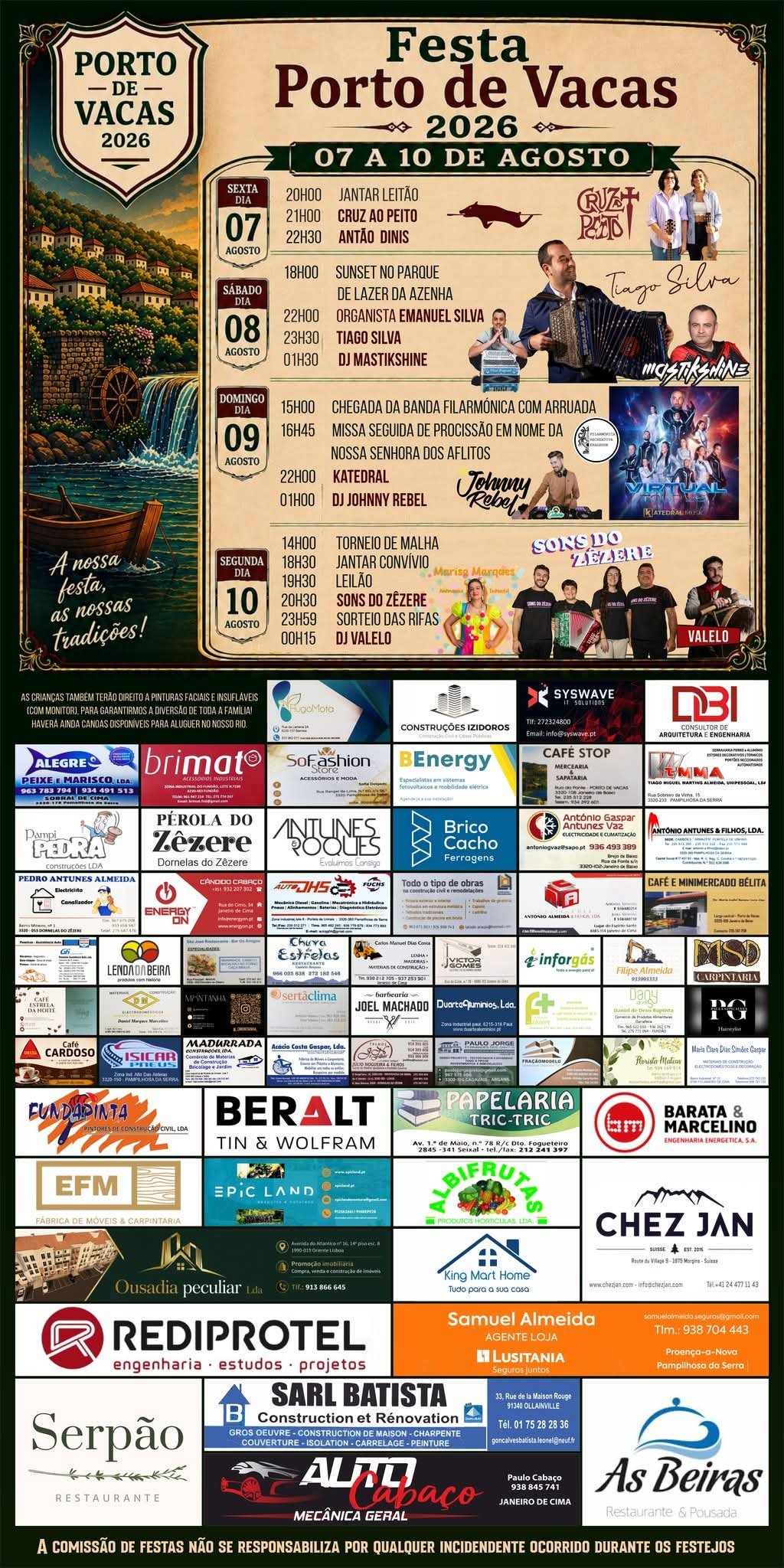 Cartaz Festa de Porto de Vacas 2026 - Janeiro de Baixo