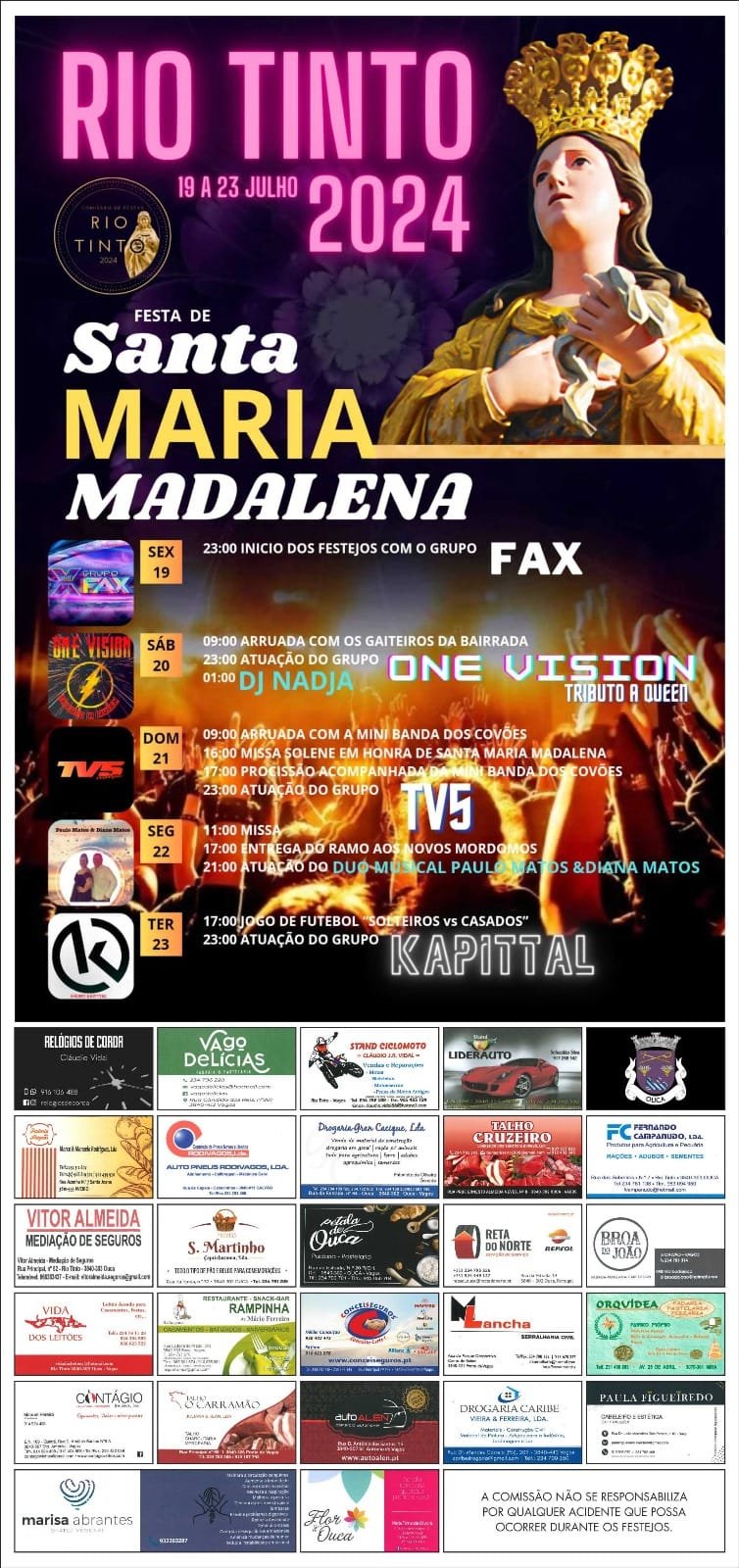 Cartaz Festa de Santa Maria Madalena 2024 - Vagos