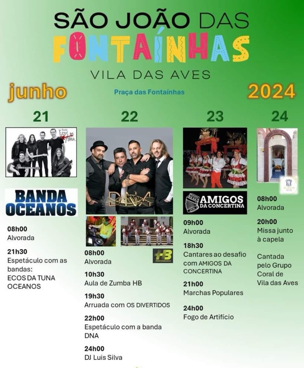 Cartaz Festa de São João das Fontaínhas 2024 - Vila das Aves