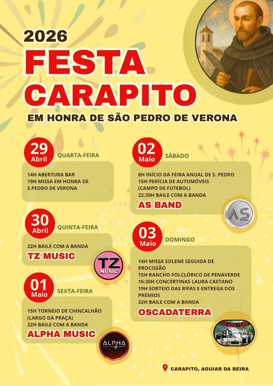Cartaz Festa de São Pedro de Verona 2026 - Aguiar da Beira