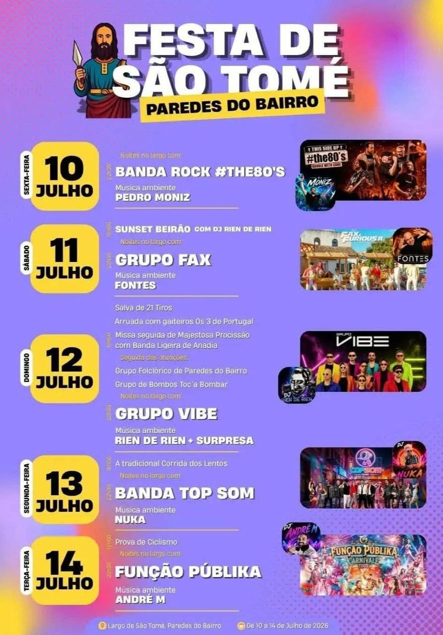 Cartaz Festa de São Tomé 2026 - Paredes do Bairro