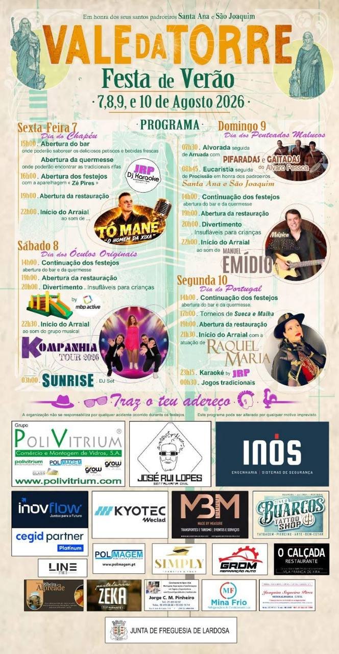Cartaz Festa de Verão 2026 - Vale da Torre