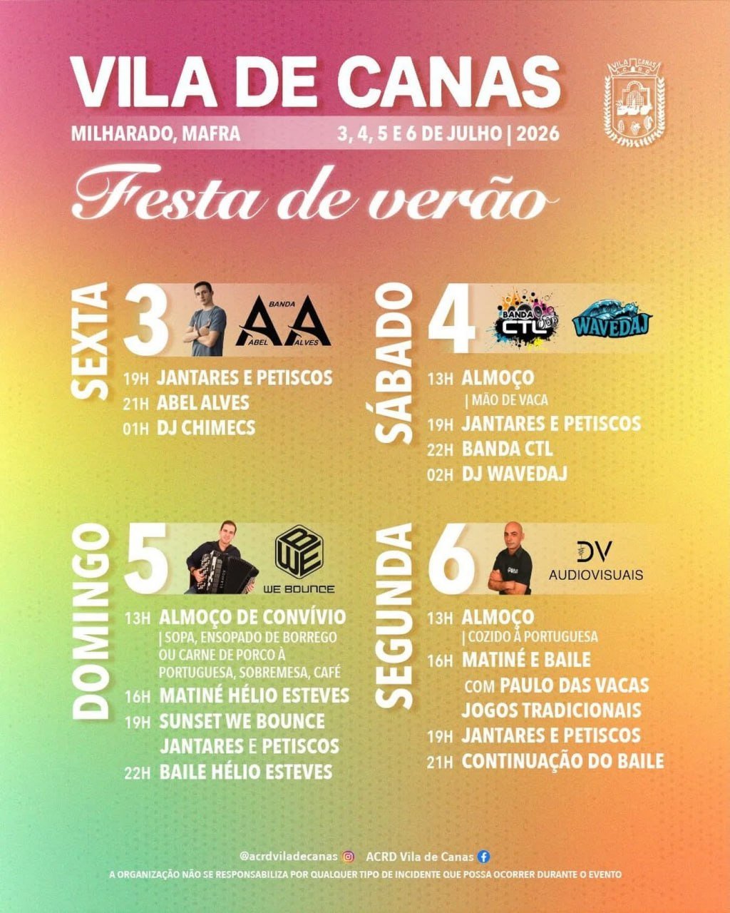 Cartaz Festa de verão 2026 - Vila de Canas