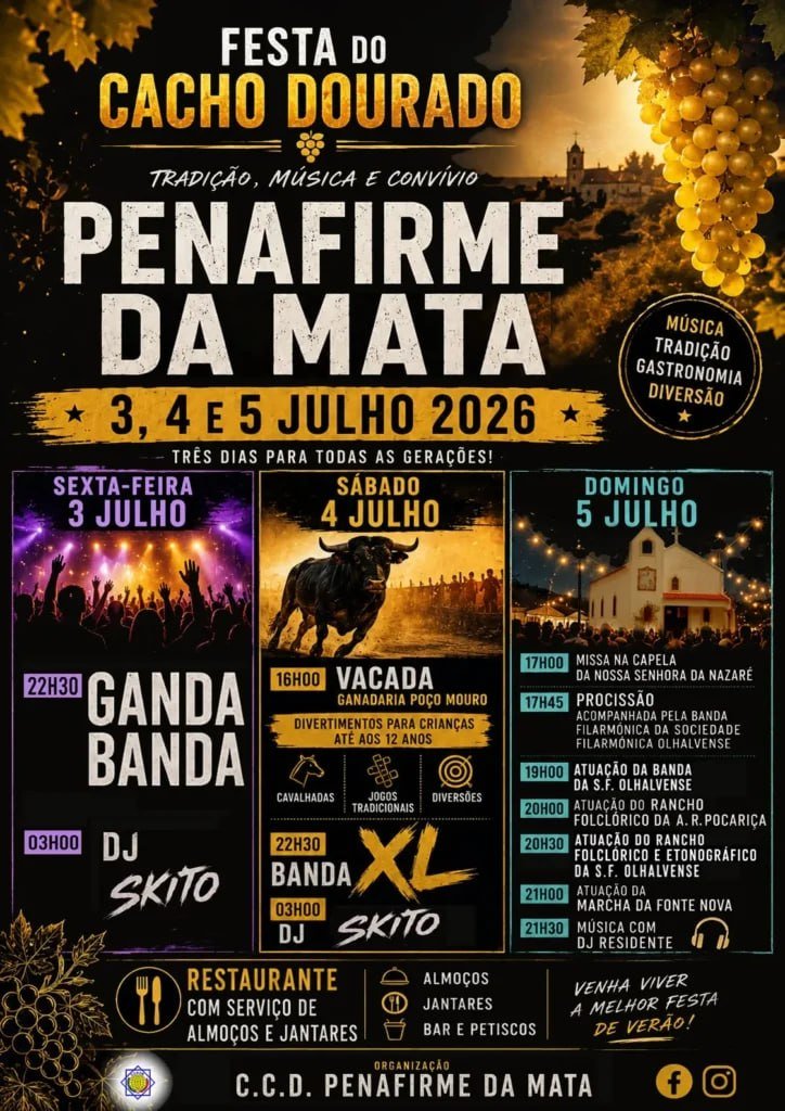 Cartaz Festa do Cacho Dourado 2026 - Penafirme da Mata