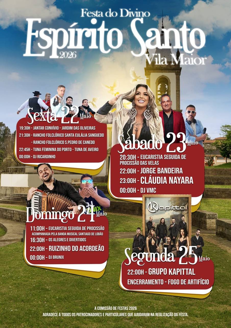 Cartaz Festa do Divino Espírito Santo 2026 - Vila Maior