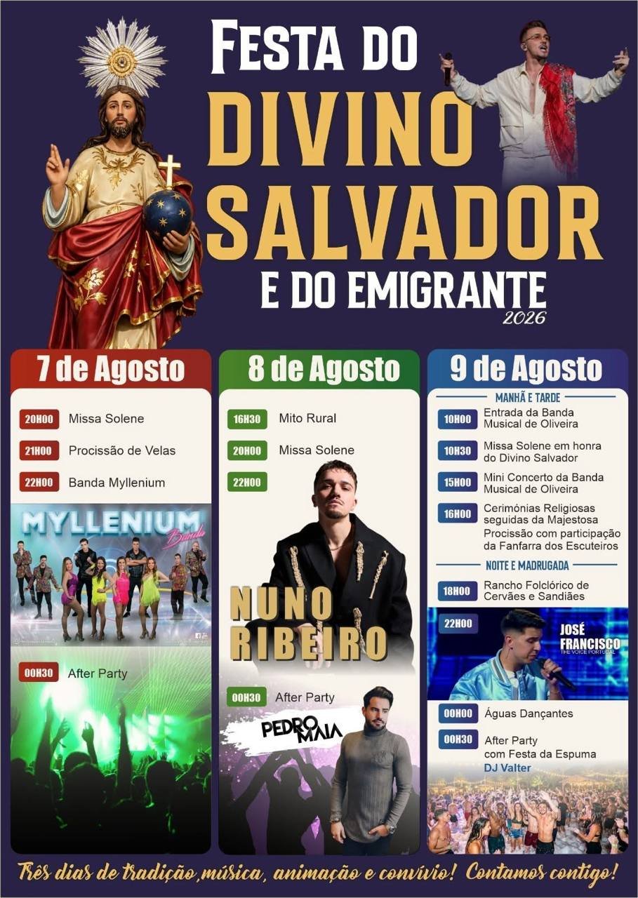 Cartaz Festa do Divino Salvador e do Emigrante 2026 - Vila Verde