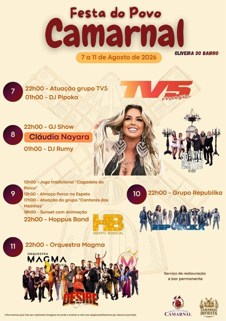 Cartaz Festa do Povo Camarnal 2026 - Oliveira do Bairro