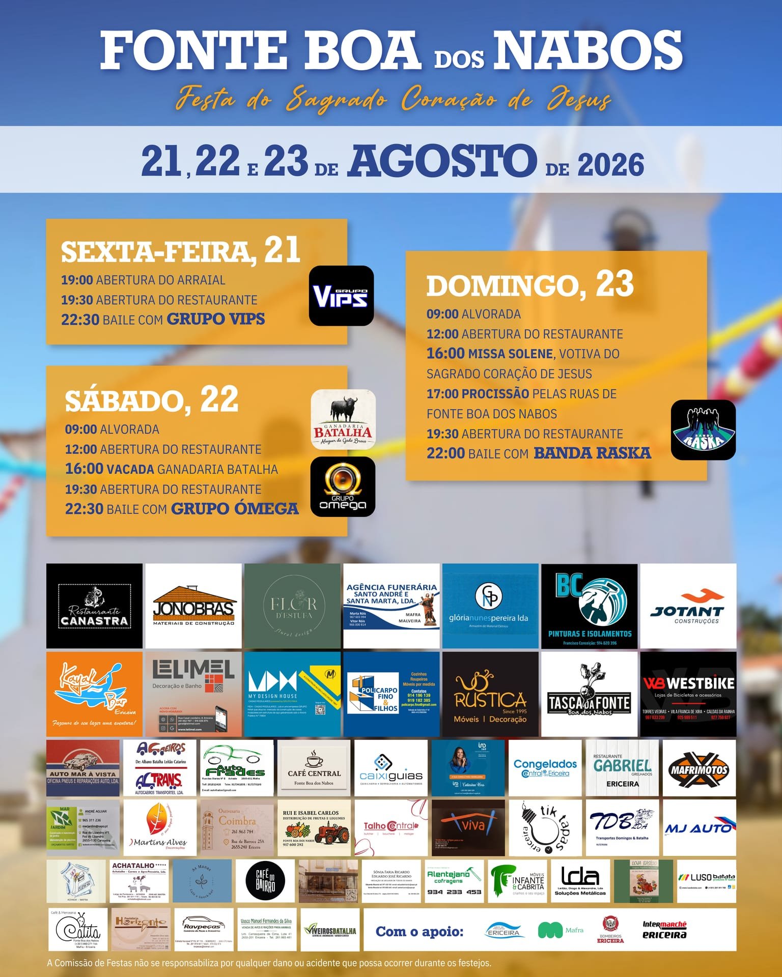 Cartaz Festa do Sagrado Coração de Jesus 2026 - Fonte Boa dos Nabos