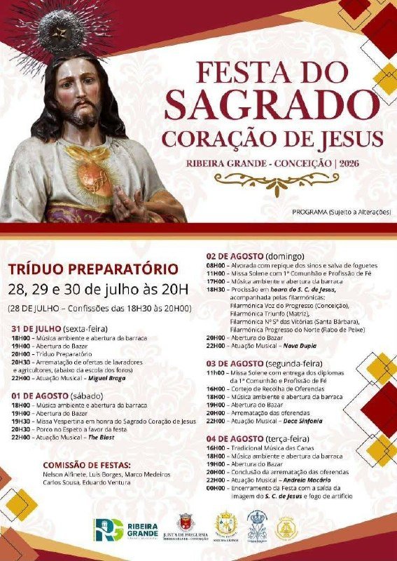 Cartaz Festa do Sagrado Coração de Jesus 2026 - Ribeira Grande