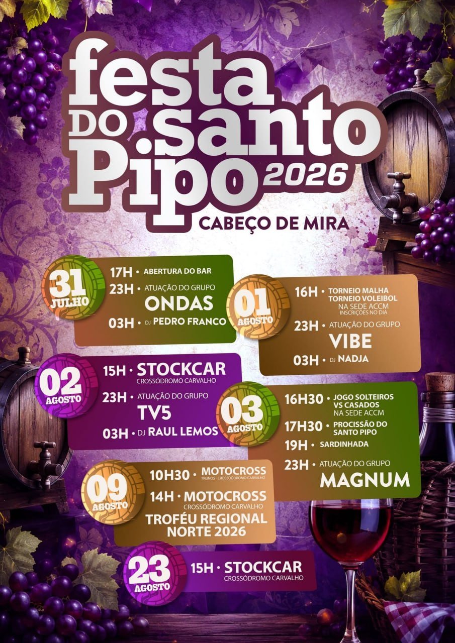 Cartaz Festa do Santo Pipo 2026 - Cabeço de Mira