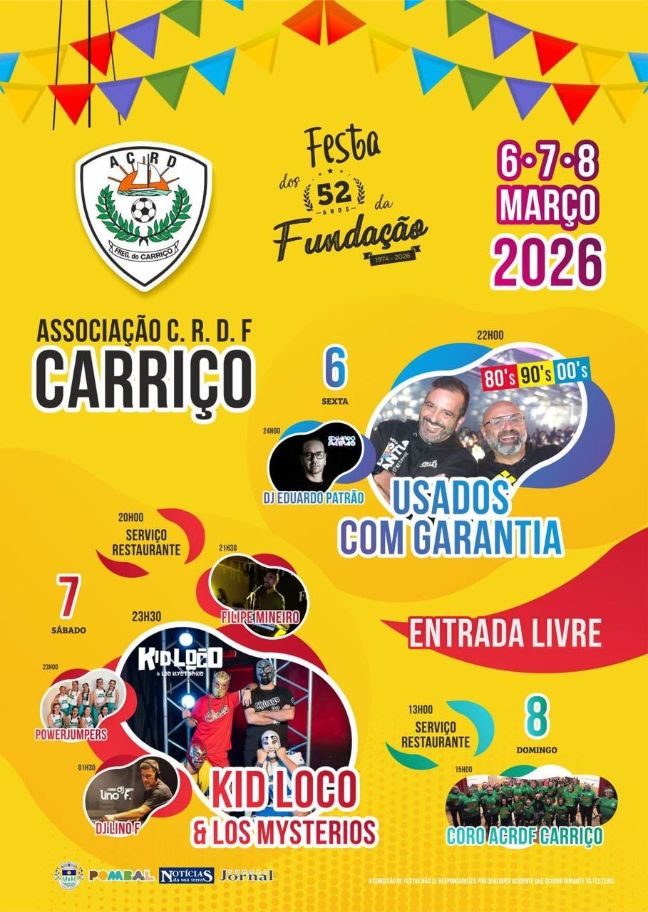 Cartaz Festa dos 52 Anos da Fundação 2026 - Carriço