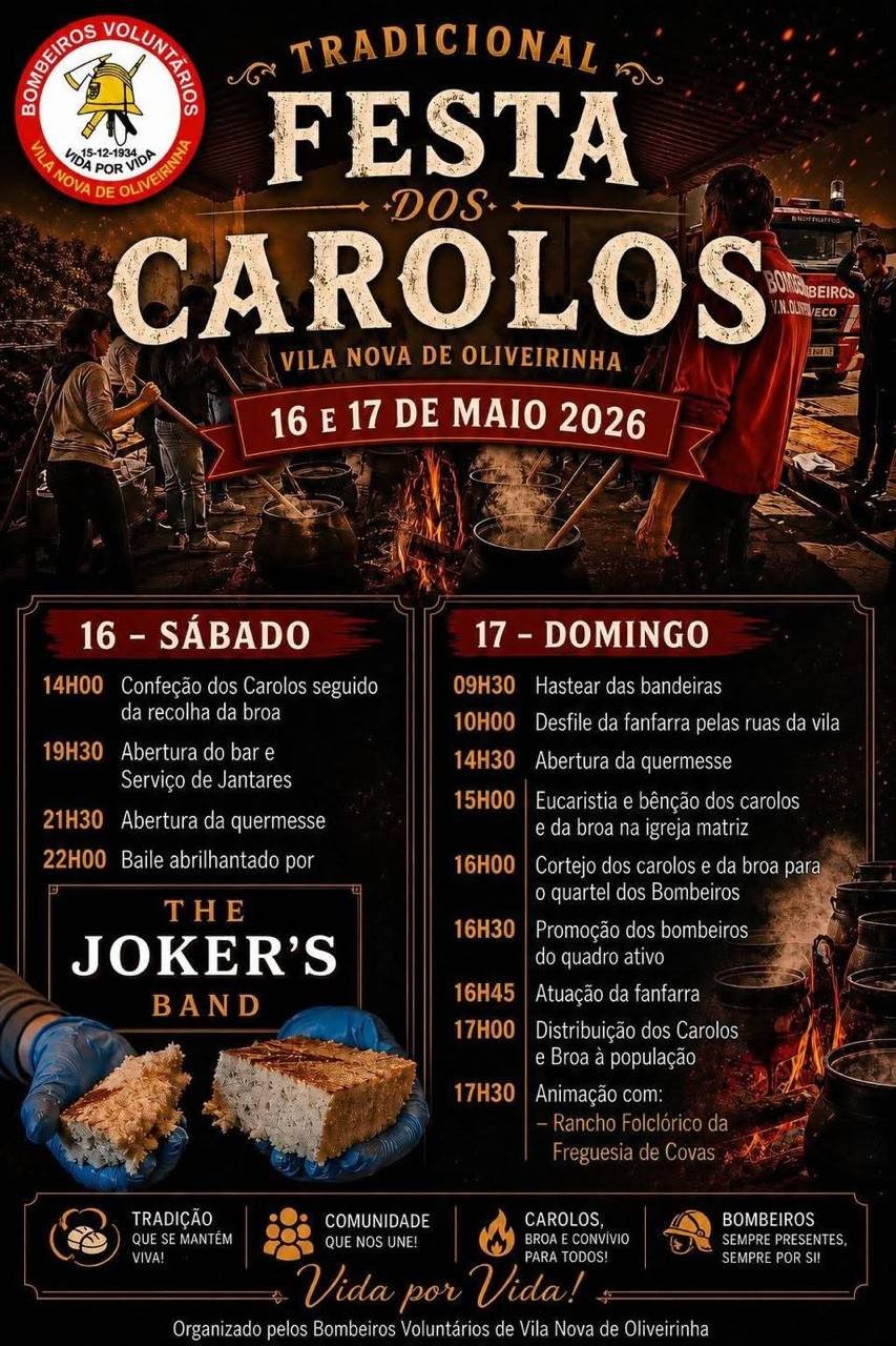 Cartaz Festa dos Carolos 2026 - Vila Nova de Oliveirinha
