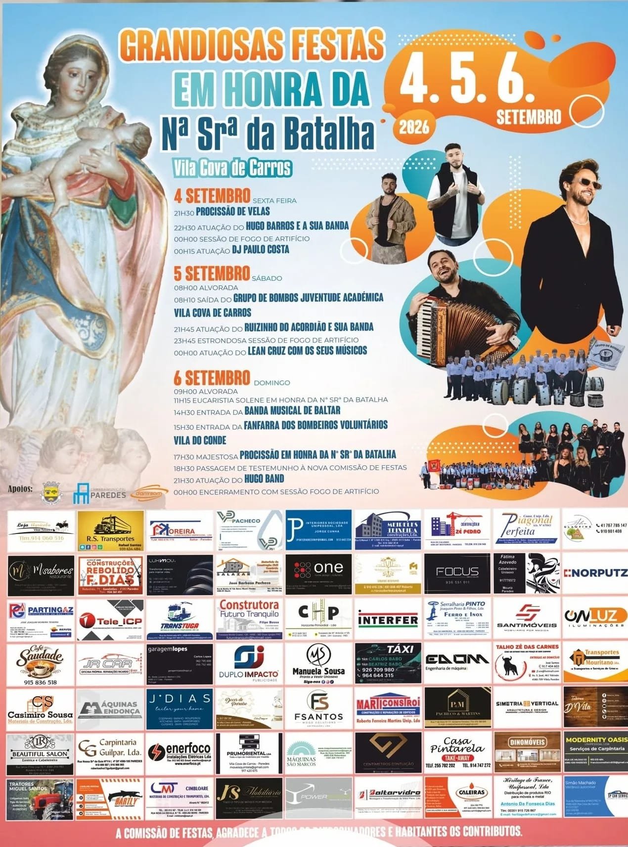 Cartaz Festa em honra da Nª Srª da Batalha 2026 - Vila Cova de Carros