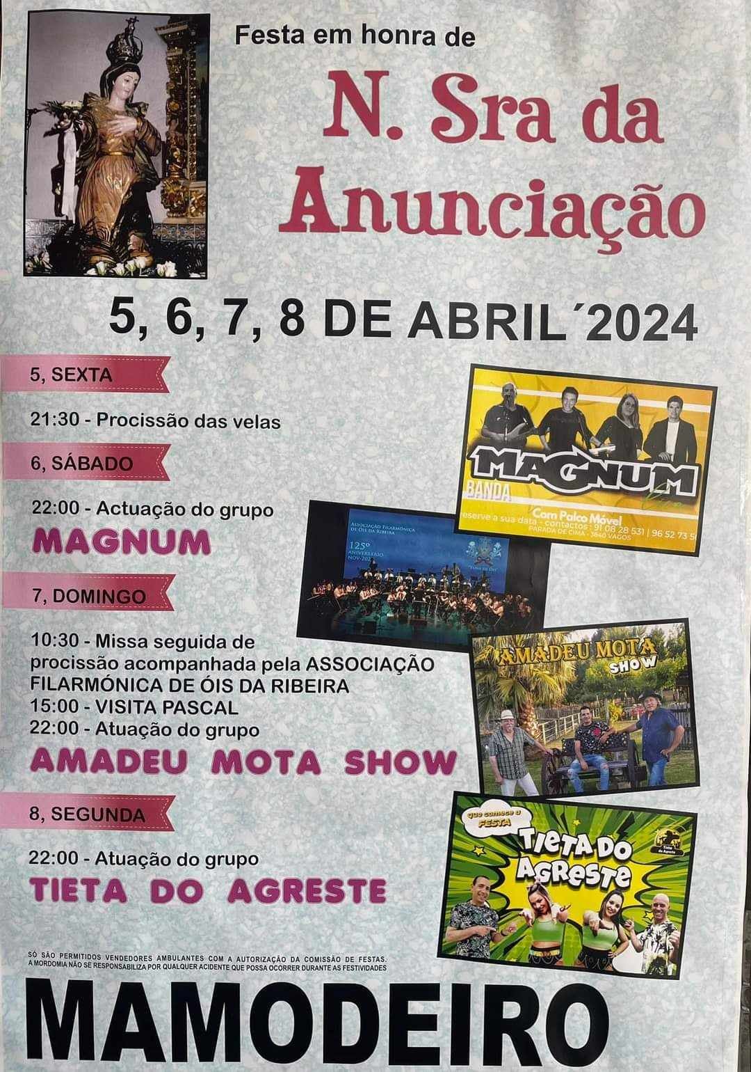 Cartaz Festa em Honra da Nª Sr.ª da Anunciação 2024 - Mamodeiro 