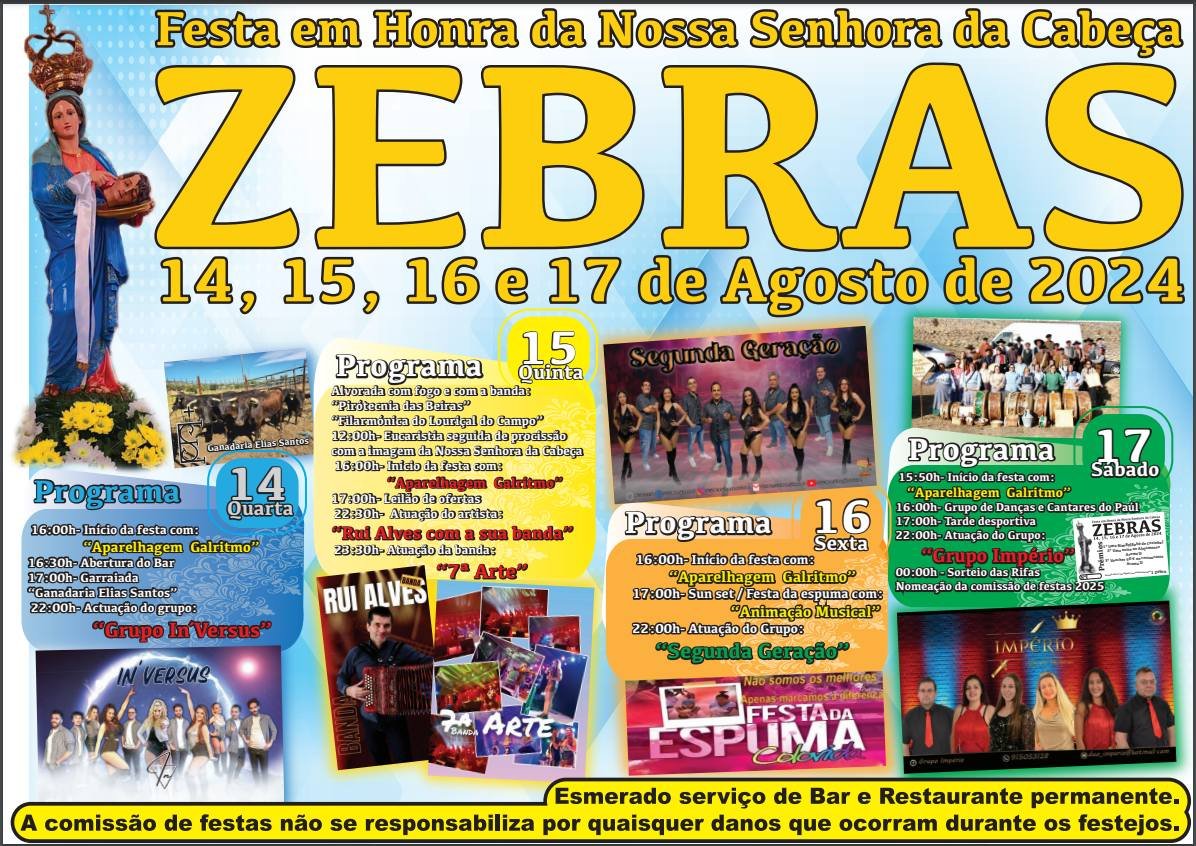 Cartaz Festa em Honra da Nossa Senhora da Cabeça 2024 - Zebras