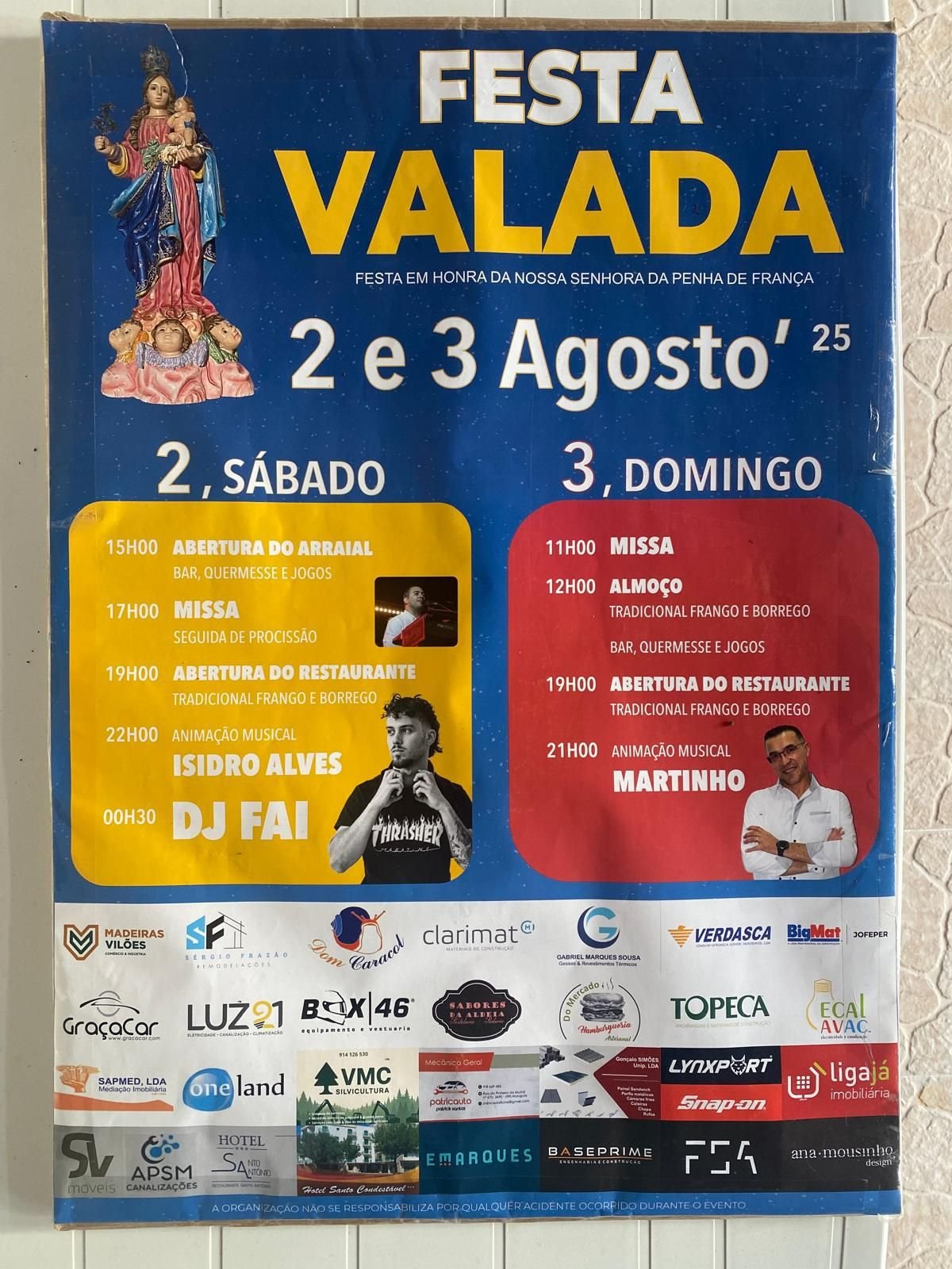Cartaz Festa em Honra da Nossa Senhora da Penha de França 2025 - Valada
