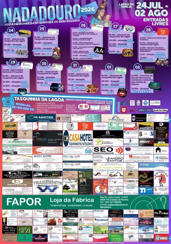 Cartaz Festa em honra da Nossa Senhora do Bom Sucesso 2026 - Nadadouro