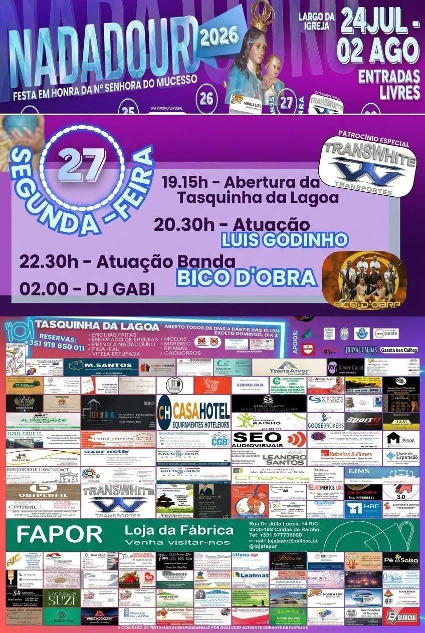 Cartaz Festa em honra da Nossa Senhora do Mucesso 2026 - Nadadouro