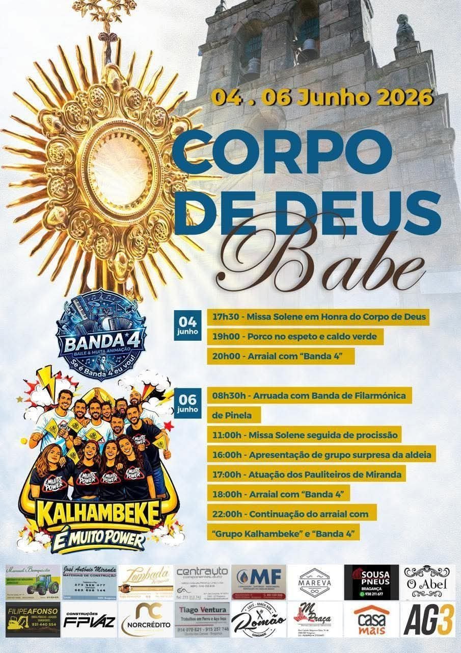 Cartaz Festa em honra de Corpo de Deus 2026 - Babe