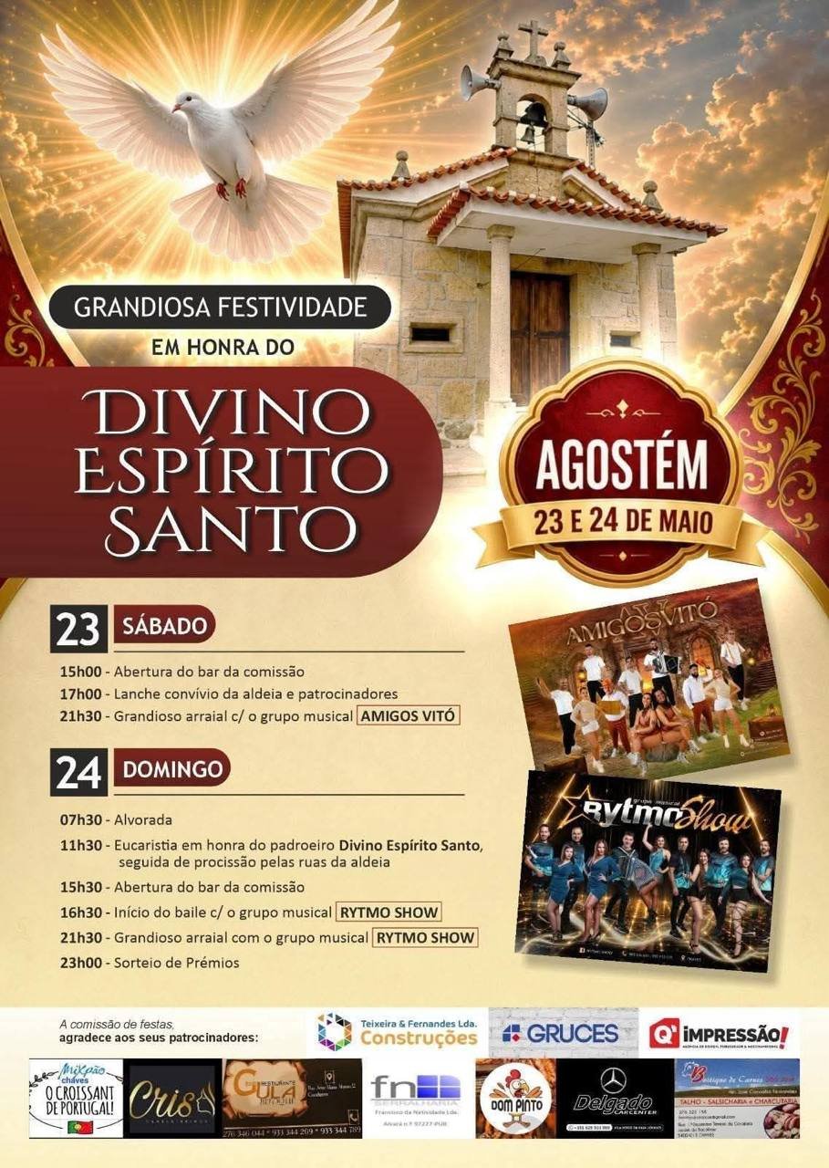 Cartaz Festa em honra de Divino Espírito Santo 2026 - Agostém