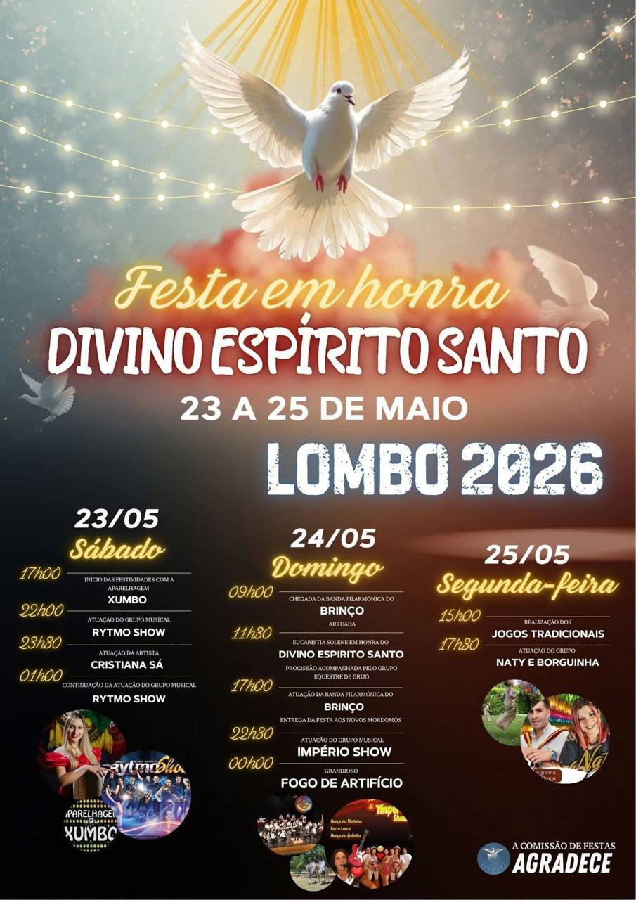 Cartaz Festa em honra de Divino Espírito Santo 2026 - Lombo