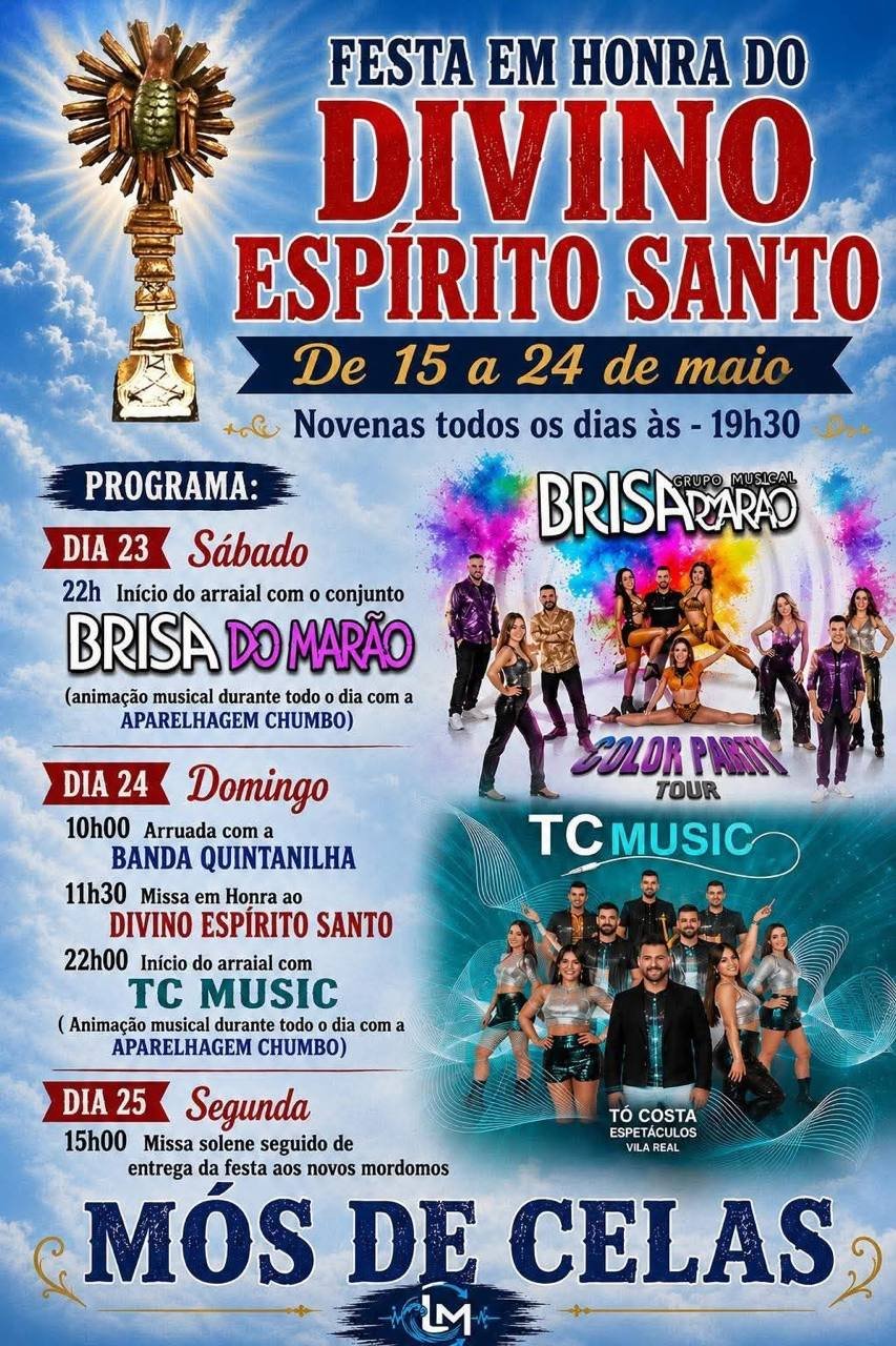 Cartaz Festa em honra de Divino Espírito Santo 2026 - Mós de Celas
