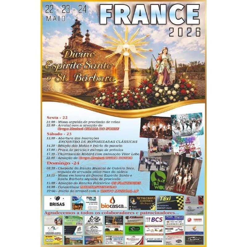 Cartaz Festa em honra de Divino Espírito Santo e St. Bárbara 2026 - France