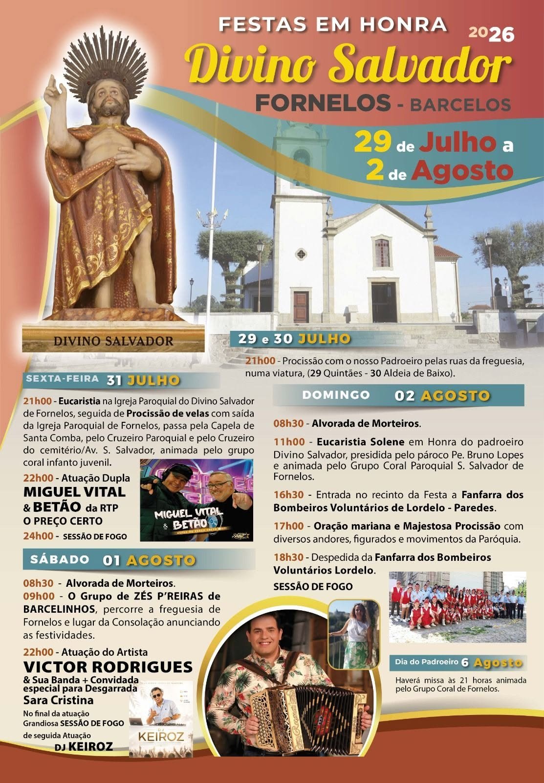 Cartaz Festa em honra de Divino Salvador 2026 - Fornelos
