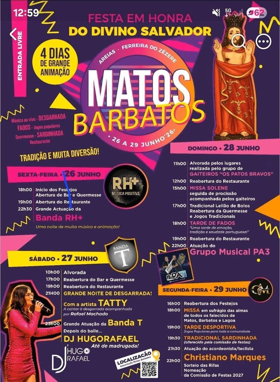 Cartaz Festa em honra de Divino Salvador 2026 - Matos Barbatos
