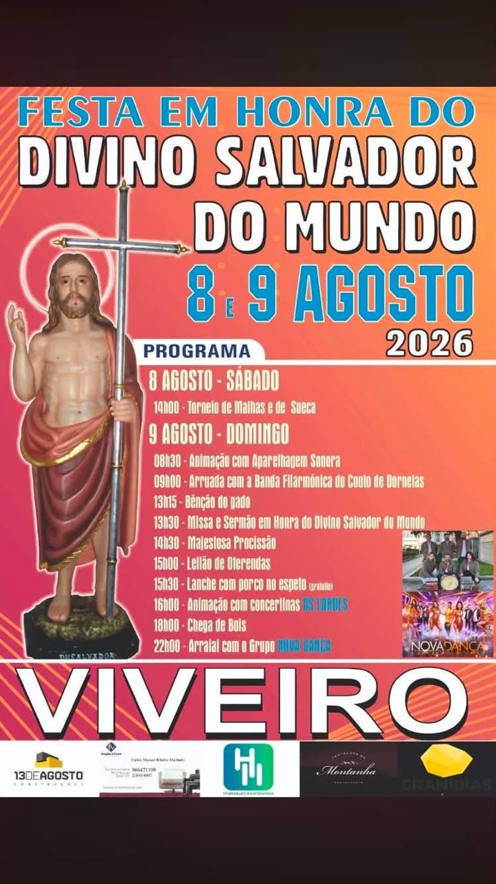 Cartaz Festa em honra de Divino Salvador do Mundo 2026 - Viveiro