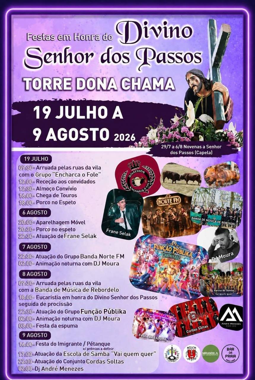 Cartaz Festa em honra de Divino Senhor dos Passos 2026 - Torre Dona Chama