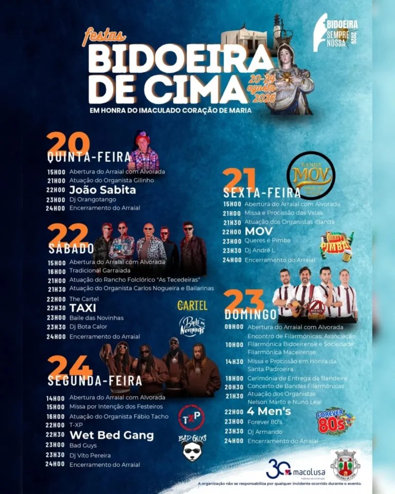 Cartaz Festa em honra de Imaculado Coração de Maria 2026 - Bidoeira de Cima