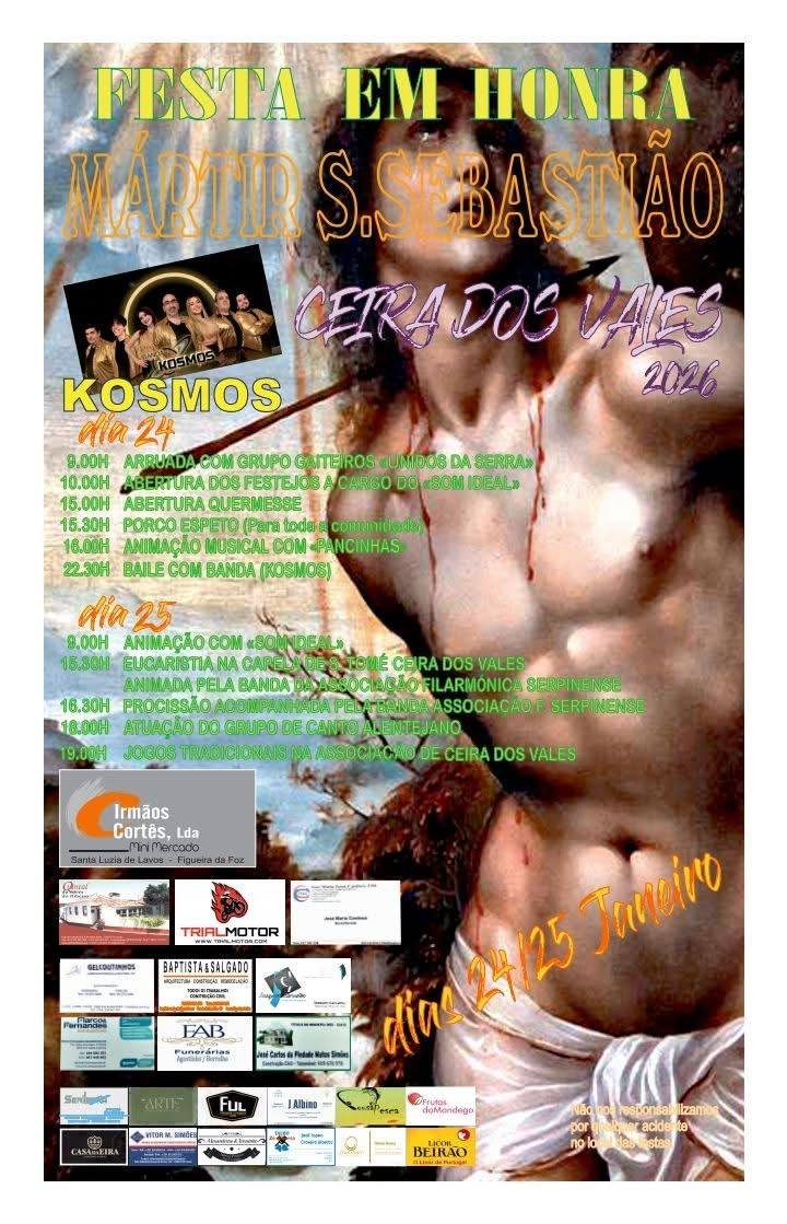 Cartaz Festa em honra de Mártir S. Sebastião 2026 - Ceira dos Vales