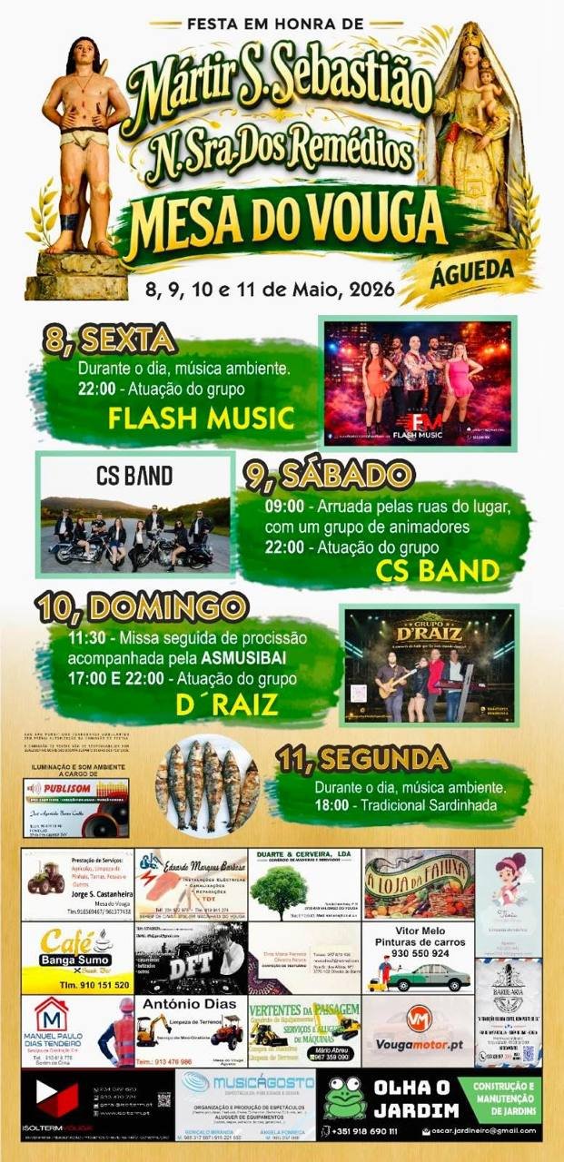 Cartaz Festa em honra de Mártir S. Sebastião e N. Sra. Dos Remédios 2026 - Águeda