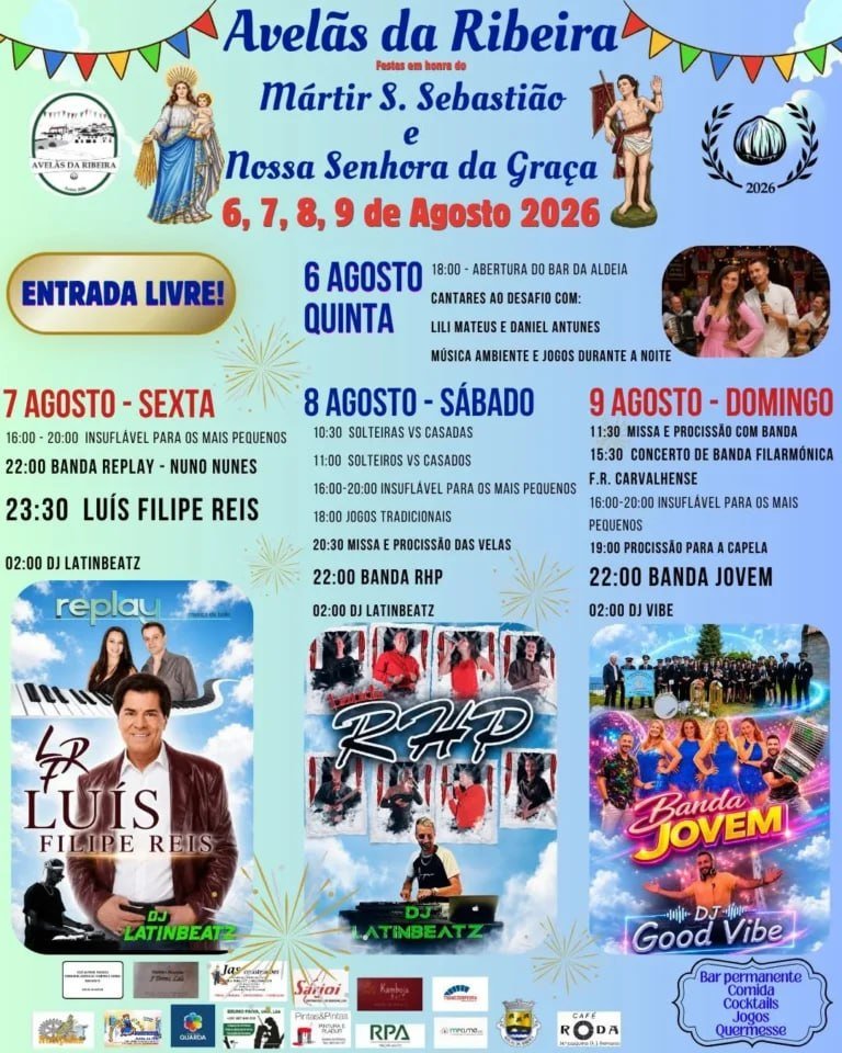 Cartaz Festa em honra de Mártir S. Sebastião e Nossa Senhora da Graça 2026 - Avelãs da Ribeira